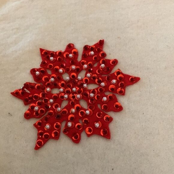 Vtg 60s felt beaded & spangled Christmas tree skirt - Picture 9 of 13